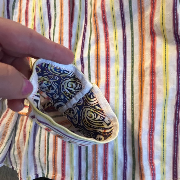 Robert Graham 2XL Multicolor Stripe Button Down Shirt Paisley Trim - Picture 11 of 12